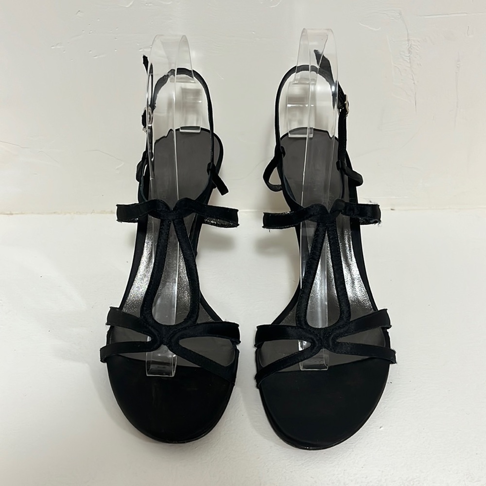 Façonnable black strappy leather heels, size 9, great condition